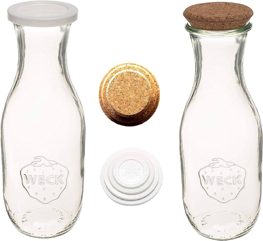 Weck Clear Durable Glass Jars - 35.9 fl oz. Premium Quality Reusable Transparent Smooth Bottom Te... | Amazon (US)