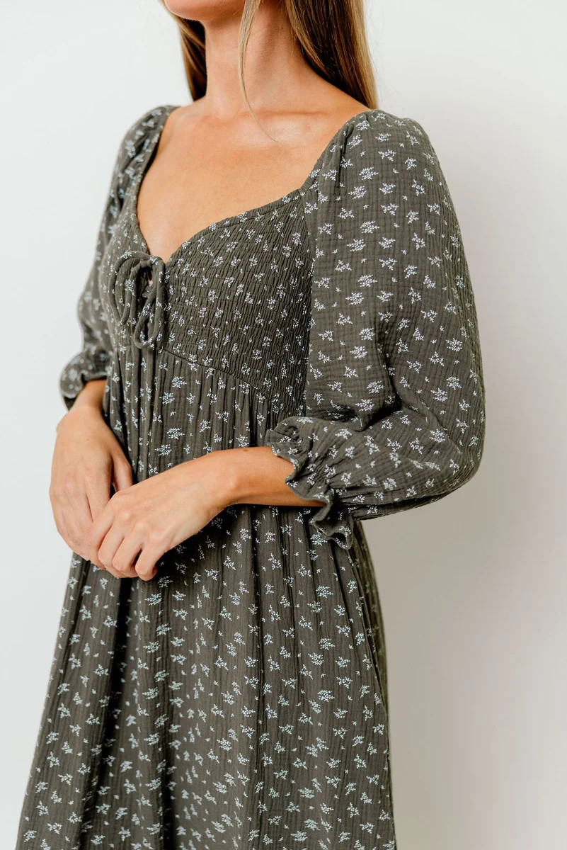 Cecilia 100% Cotton Smocked Maxi Dress in Forest Foliage - Bump Friend | Worth Collective