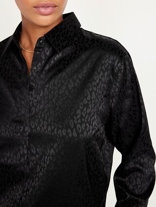 Textured Satin Boyfriend Shirt for Women | Old Navy (US)