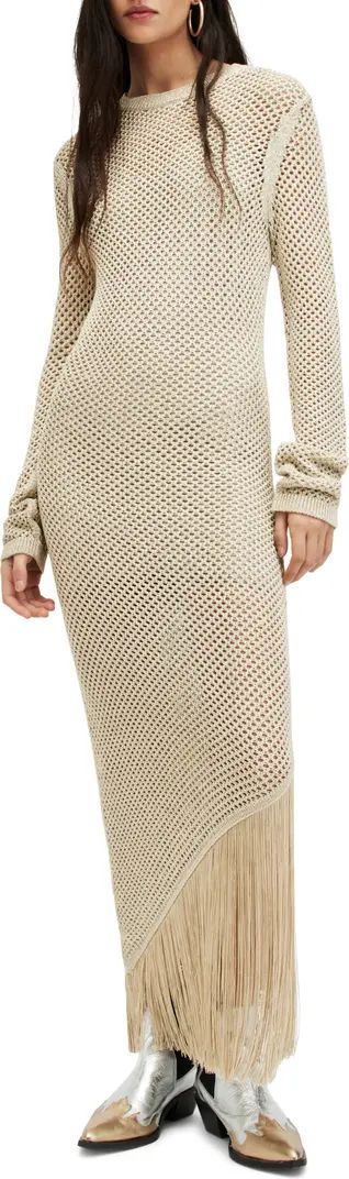 AllSaints Jesse Metallic Long Sleeve Cotton Blend Sweater Dress | Nordstrom | Nordstrom