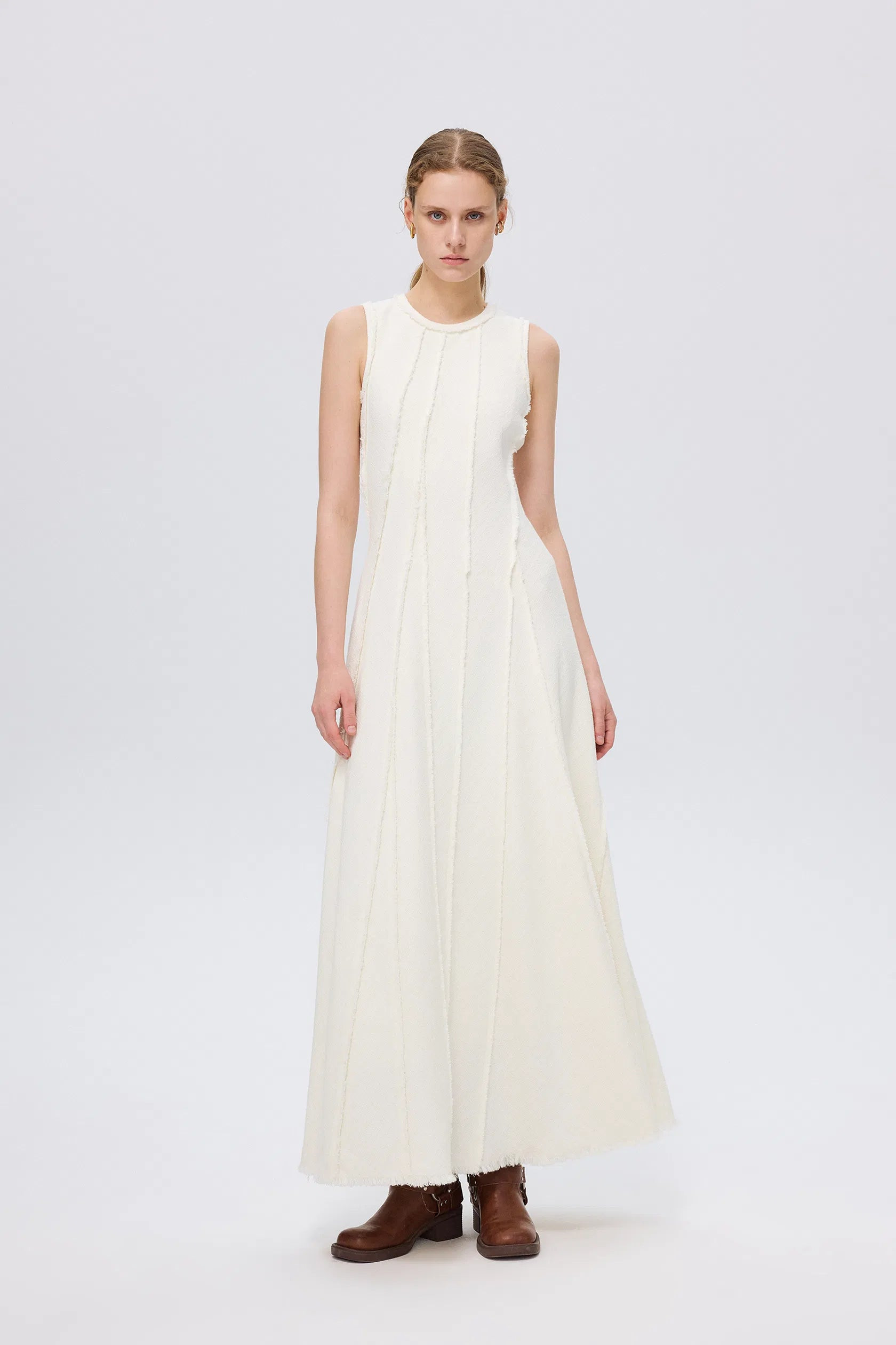 Sima Raw Seam Maxi Dress in Cotton Blend | Fabrique