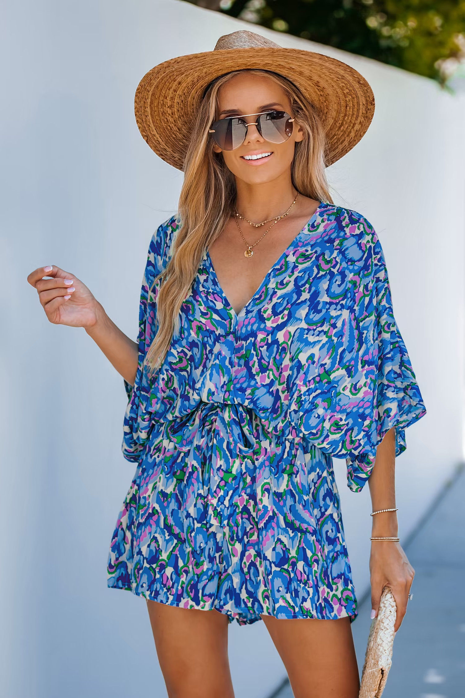 Abstract Print Drawstring Romper | Cupshe US