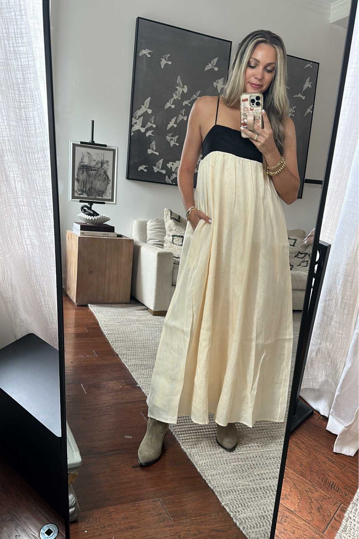 staud laura linen maxi dress STAUD, Laura Linen Dress in Blue Haze, Size XS main image 1