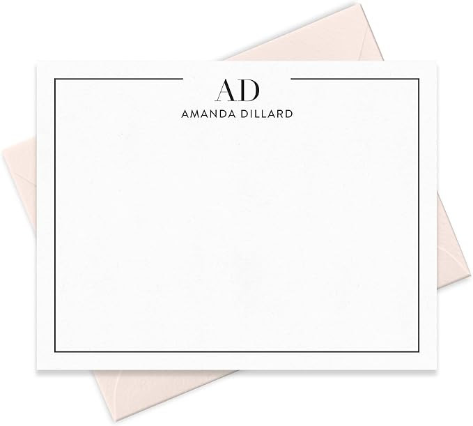 Fairmont & Grove Personalized Note Card & Envelope Stationary Set with Border, Monogram and Full ... | Amazon (US)