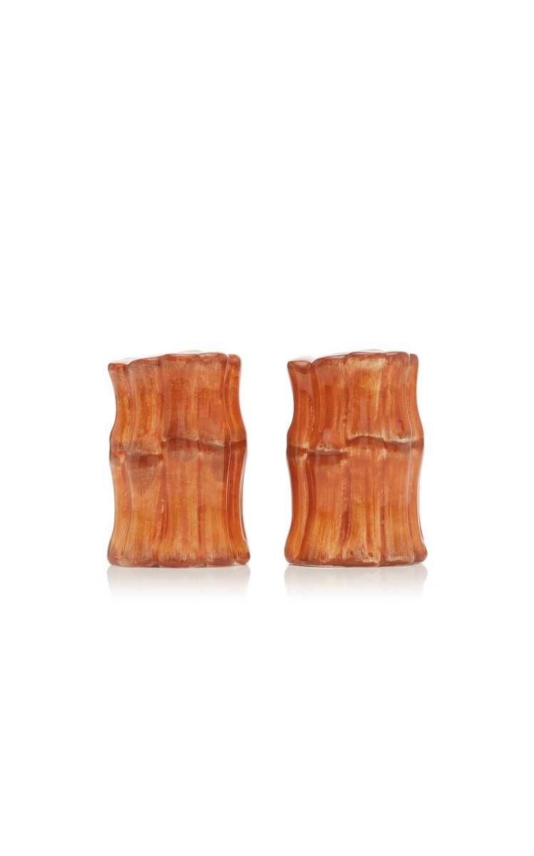 Bamboo-Painted Ceramic Salt & Pepper Shaker | Moda Operandi (Global)