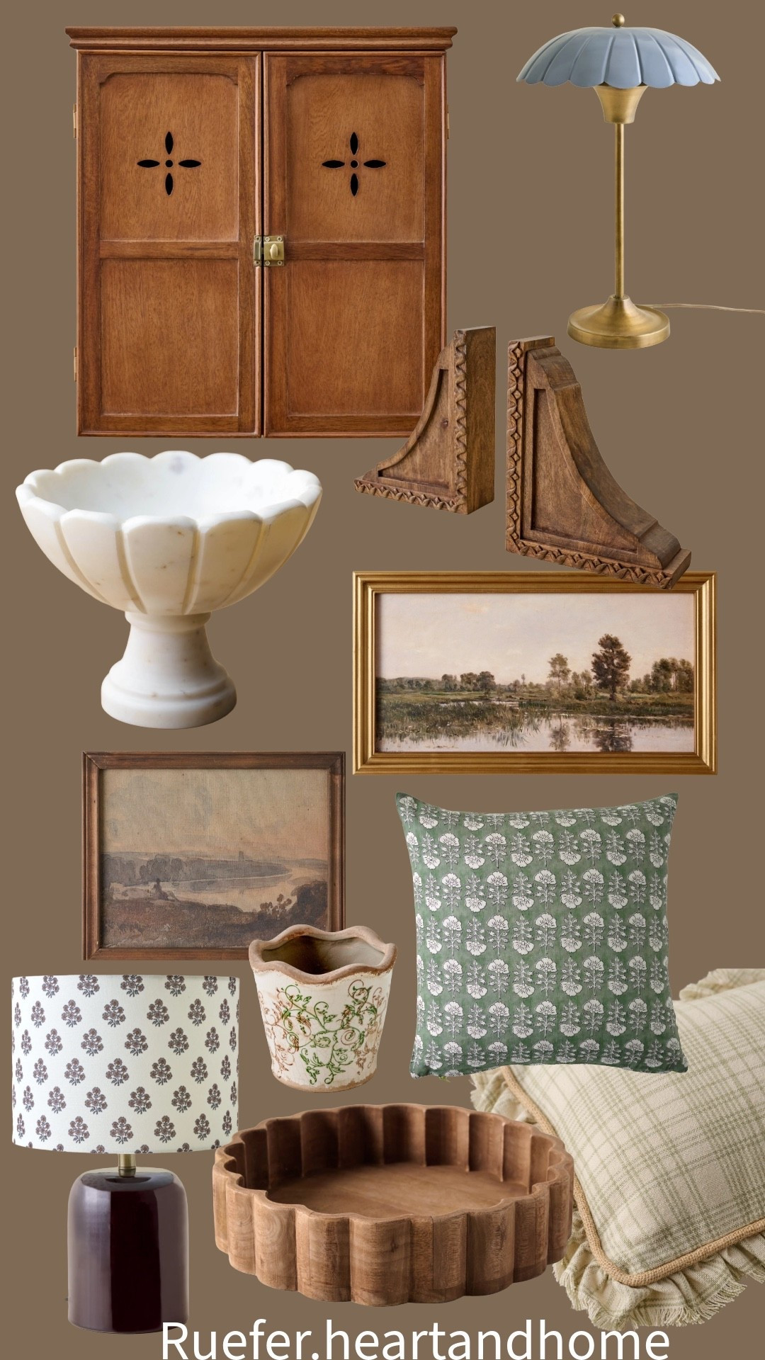 Cozy and timeless winter styling home decor items. Marble pedestal bowl, wooden cabinet, pillows, framed art, landscape art, table lamp, scalloped wood decorative bowl, pottery, vase, bookends

#LTKHome #LTKSeasonal #LTKSaleAlert