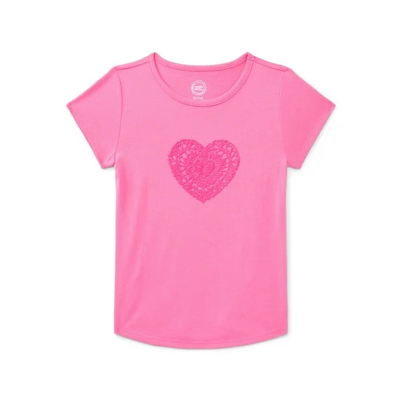 Wonder Nation Girls Embellished Graphic Tee with Short Sleeves, Sizes 4-18 & Plus | Walmart (US)