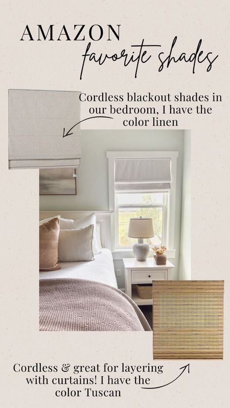 Cordless blackout shades - amazon curtains - amazon shades - bedroom shades - window treatments - bamboo shades - neutral home decor 
- amazon blinds - amazon home deals 

#LTKunder100 #LTKhome #LTKstyletip
