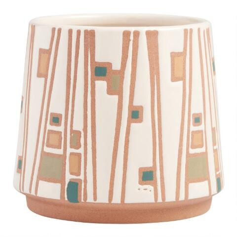Tapered Abstract Geometric Ceramic Planter | World Market