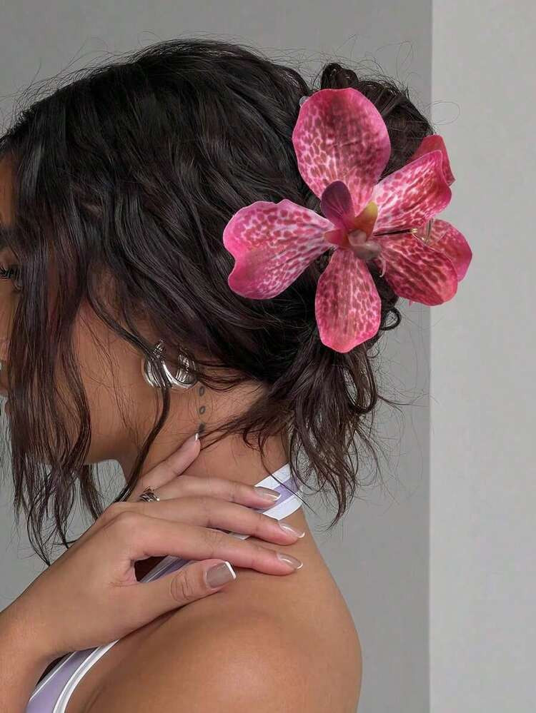 1pc Fashionable Bohemian Artificial Flower Hair Clip, Women's Hair Accessory For Vacation, Party, Photography, Gift For Friends Summer Beach Claw Clips Summer Beach Hair Claw | SHEIN