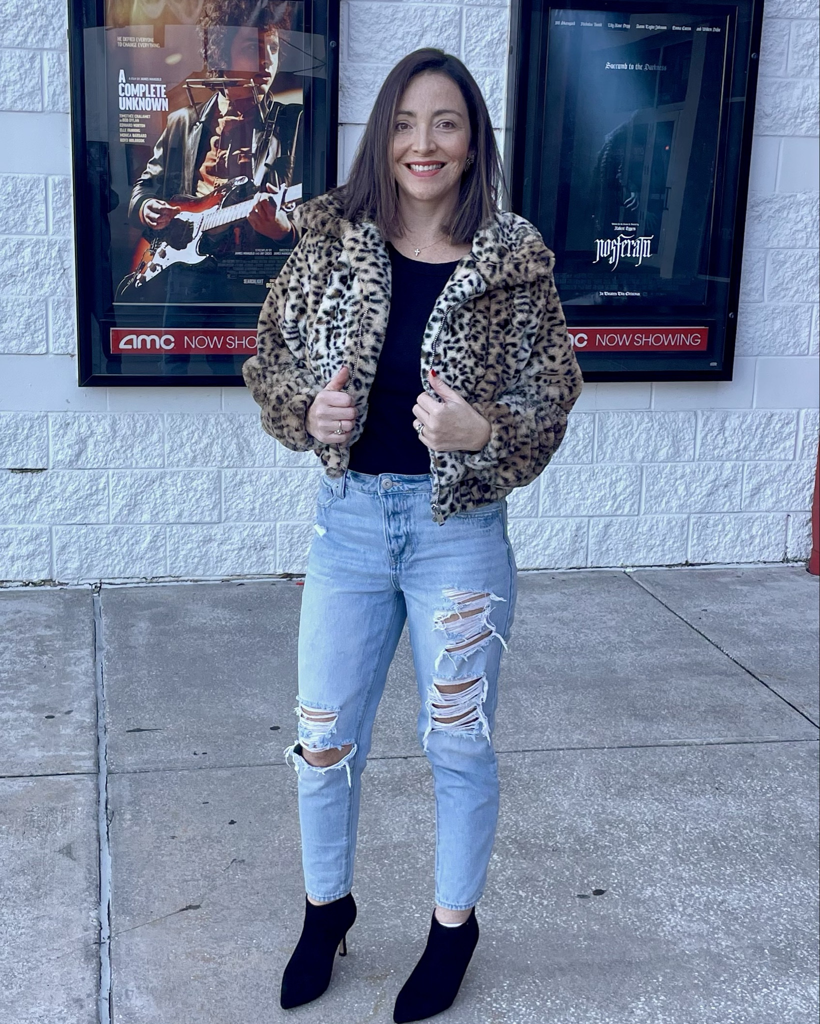 Feeling my date night fit! I’m a big fan of animal print lately, and this cropped faux for a jacket did not disappoint. Paired it with a high neck, cotton tank top and some high waisted ripped mom jeans for an edgy look. But my favorite part of the outfit are these amazing boots that are not only trendy and well-made, they are incredibly comfortable and not too high. I love the velvety soft faux suede material and cushioned insoles.  These booties can be dressed up or down, for work, date night, special occasions, winter, summer and everything!  Very versatile. And an amazing price! Get the look of luxury on a budget with these finds. 
Mom fashion. Women’s fashion. Affordable finds. Cheetah. Leopard. Walmart. DSW. Target. Kohls. Fit Check. Gucci. 

#LTKShoeCrush #LTKStyleTip #LTKOver40