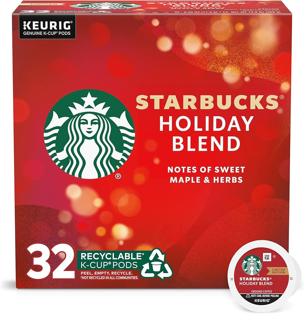 Starbucks K-Cup Coffee Pods, Holiday Blend Medium Roast Coffee, 100% Arabica, Limited Edition Hol... | Amazon (US)