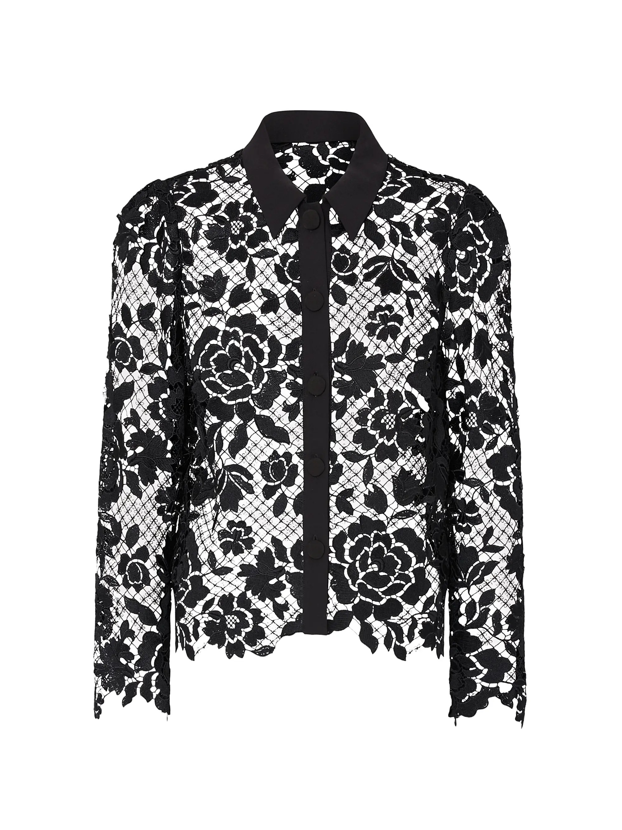 Milly June Floral Lace Button-Front Blouse | Saks Fifth Avenue | Saks Fifth Avenue