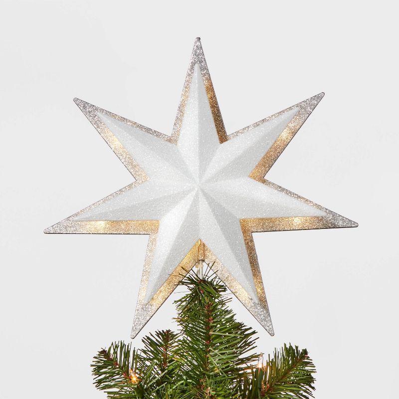 13in 21ct LED Light Glitter Star with Silver Glitter Star Tree Topper - Wondershop™ | Target