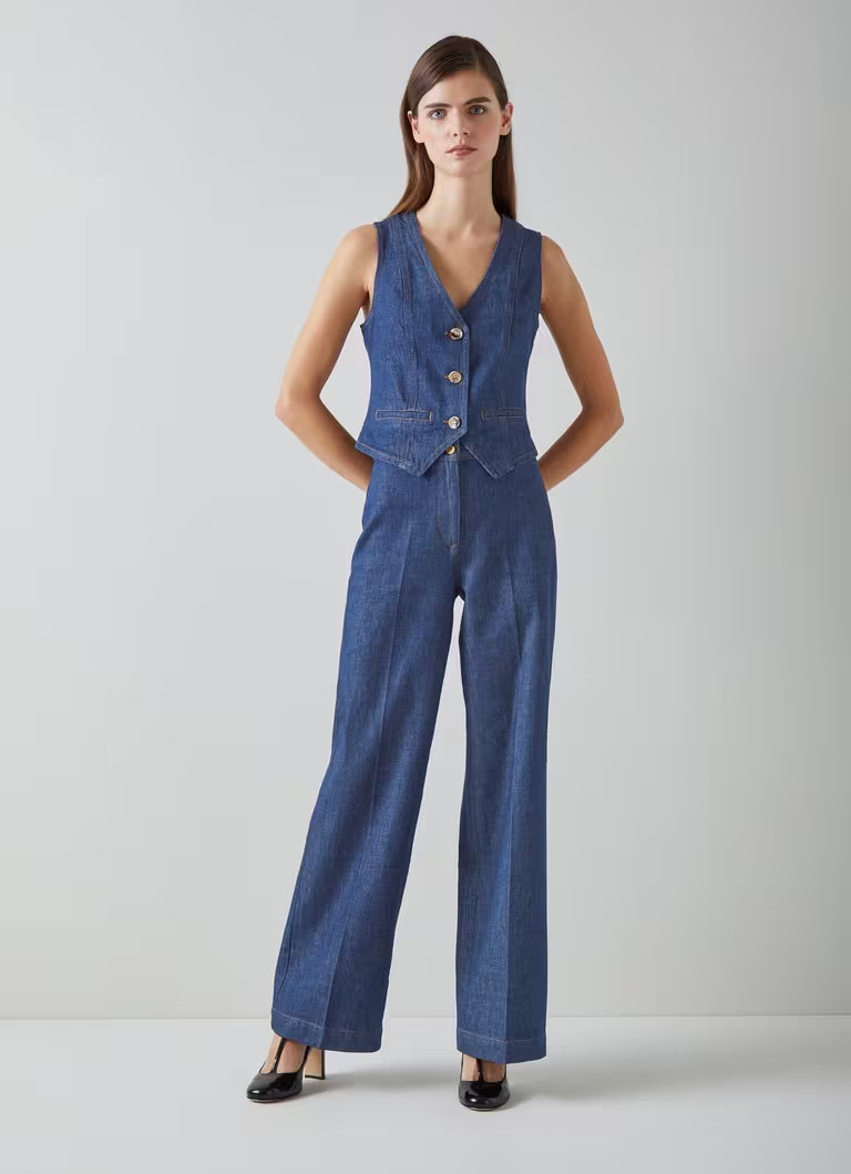 Ami Petite Denim Wide-Leg Trousers | L.K. Bennett (UK)