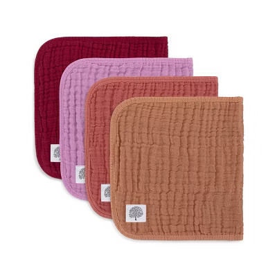 Parker Baby 4 Pack Muslin Cotton Burp Cloths - Rose | Target