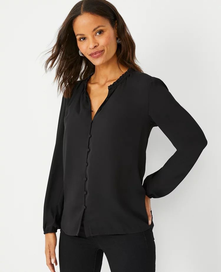 Mixed Media Button Front Top | Ann Taylor (US)