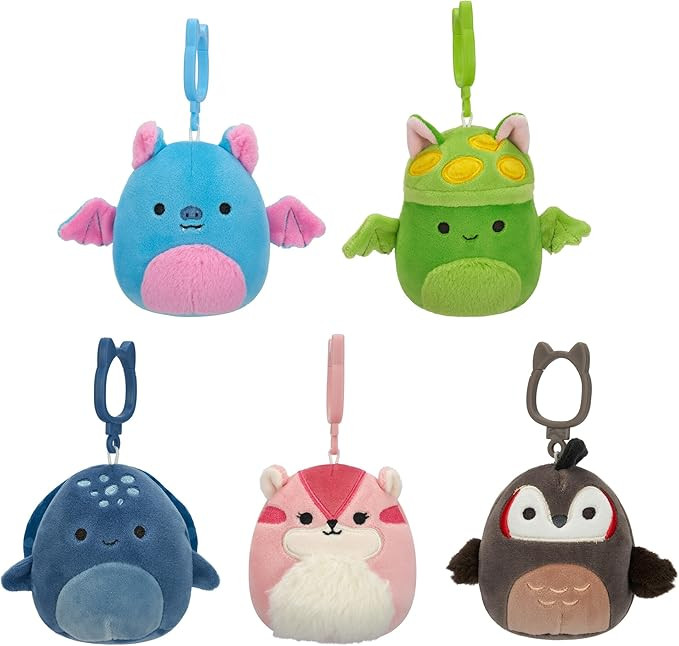 Squishmallows Original Clip 5-Pack – Boyle Fruit Bat, Dianalee Chipmunk, Theodore Roadrunner, E... | Amazon (US)