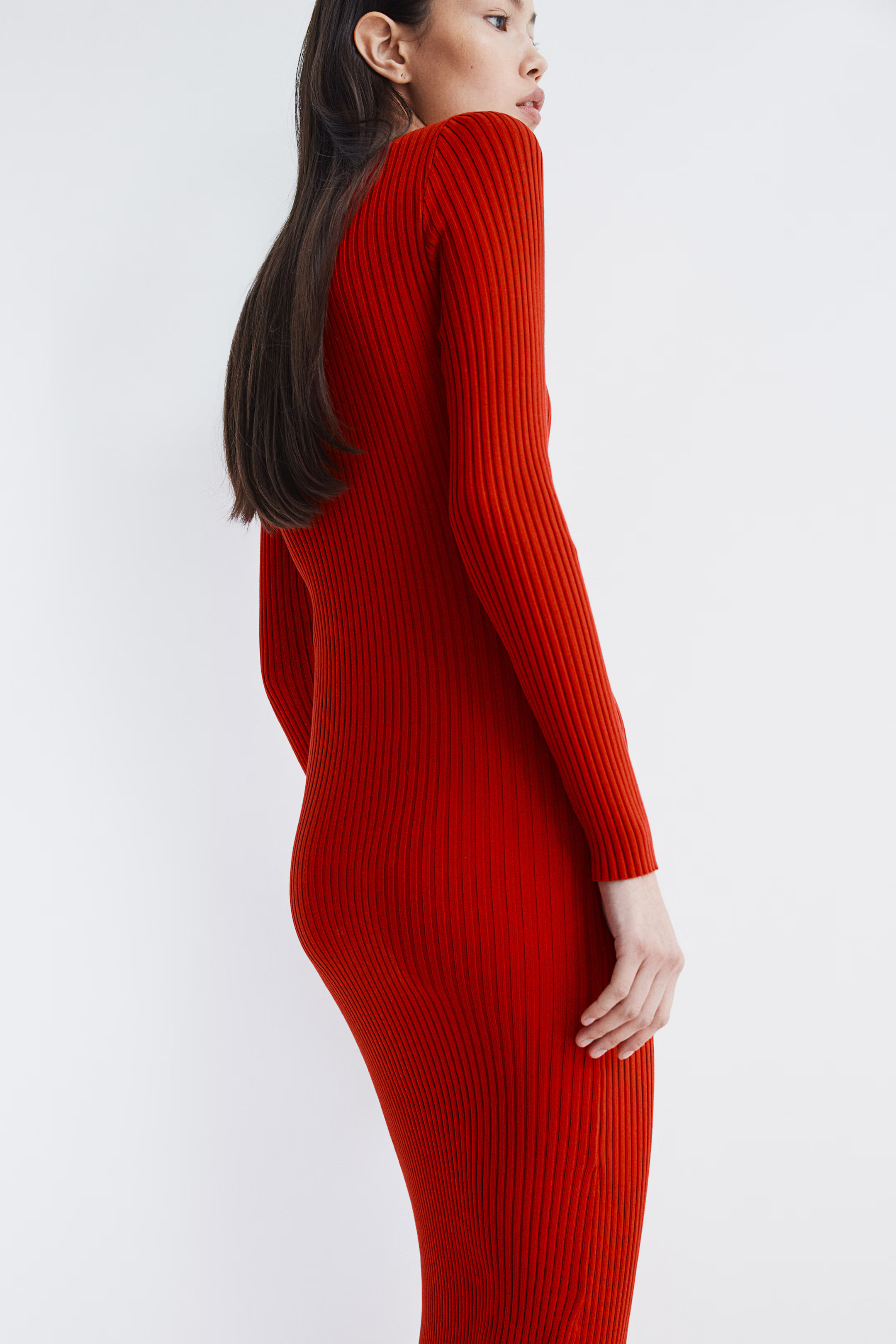 Boat-Neck Bodycon Dress - Boat Neck - Long sleeve - White - Ladies | H&M US | H&M (US + CA)