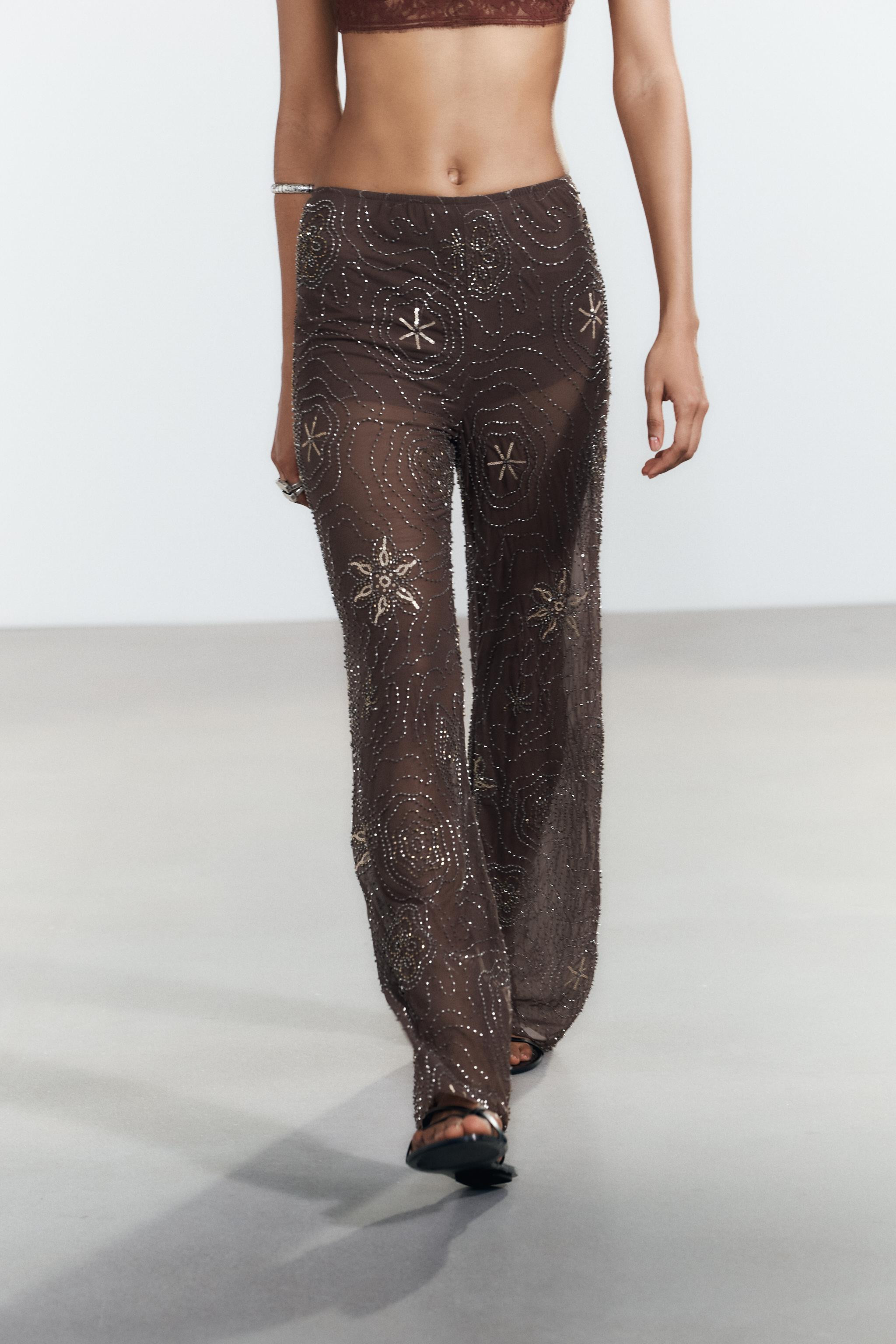 BEADED SEQUIN PANTS | Zara Canada