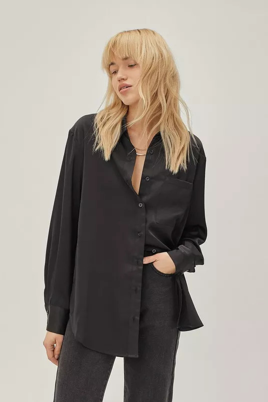 Recycled Satin Oversized Shirt | Nasty Gal (US)