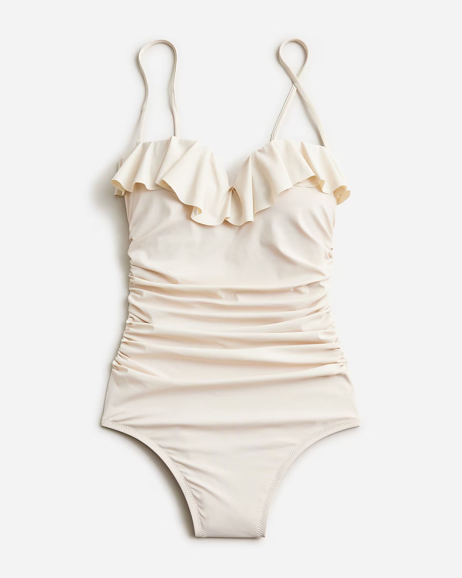 Matte ruched one-piece swimsuit with ruffles | J.Crew US