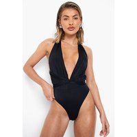 Womens Multi Way Plunge Swimsuit - Black - 10, Black | Boohoo.com (UK & IE)