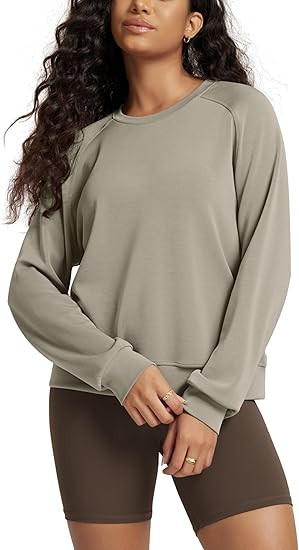ODODOS Modal Soft Raglan Long Sleeves Sweatshirts for Women Oversized Crew Neck Pullover Tops | Amazon (US)