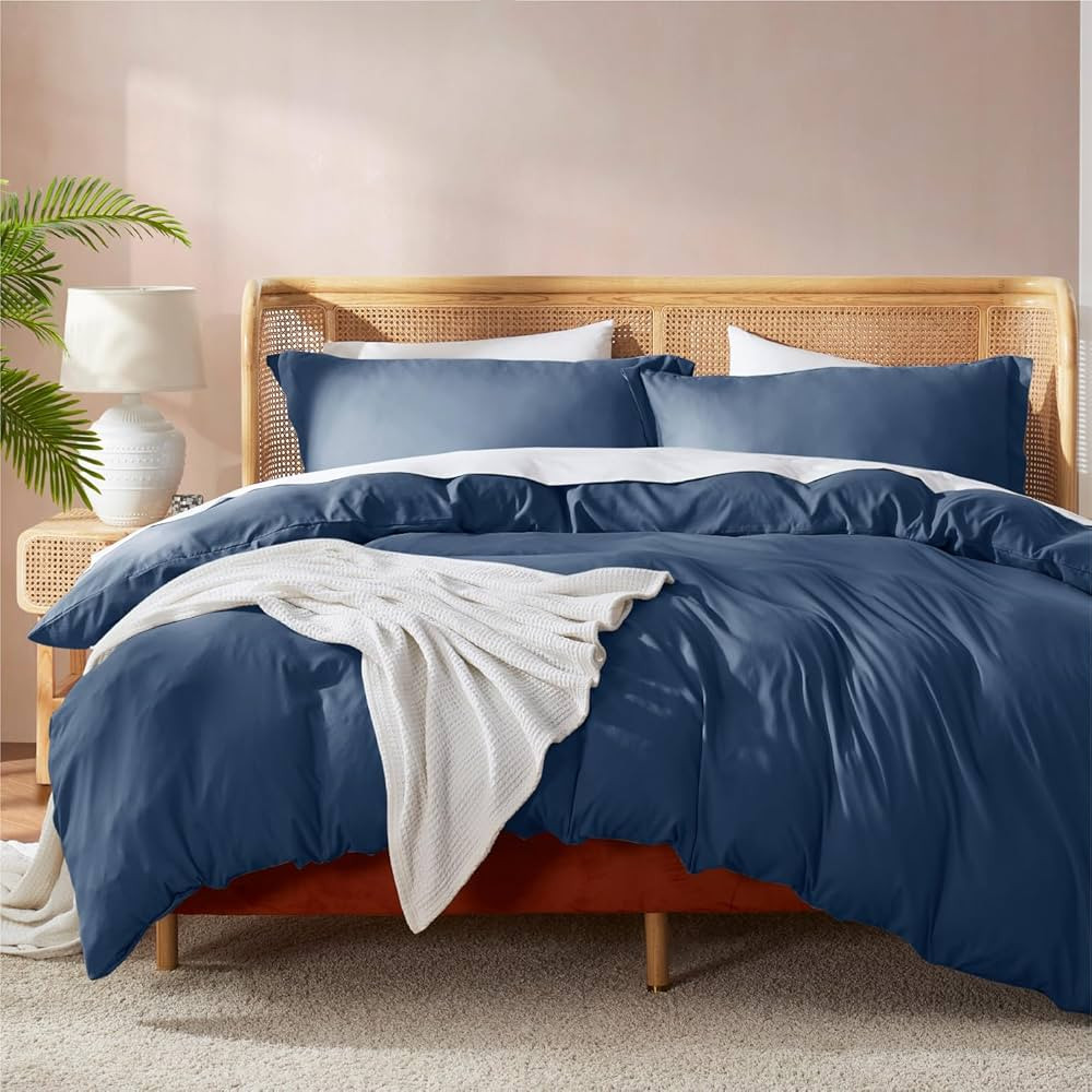 Nestl Navy Blue Duvet Cover King Size - Soft Double Brushed King Duvet Cover Set, 3 Piece, with B... | Amazon (US)