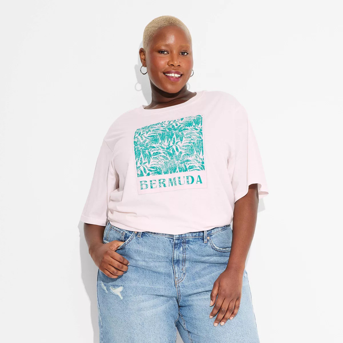 Women's Bermuda Oversized Short Sleeve Graphic T-Shirt - Pink | Target