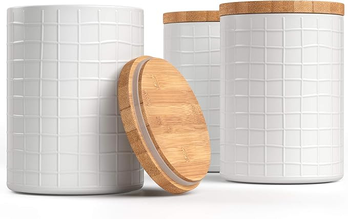 Barnyard Designs Kitchen Canisters with Bamboo Lids, Airtight Metal Canister Set, Coffee, Sugar, ... | Amazon (US)
