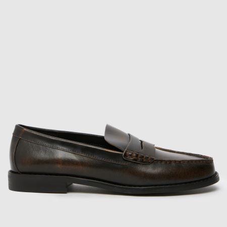 Womens Brown schuh Lillian Leather Penny Loafer Flat Shoes | schuh | Schuh