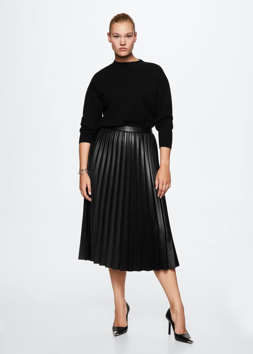 Faux-leather pleated skirt -  Women | Mango USA | MANGO (US)