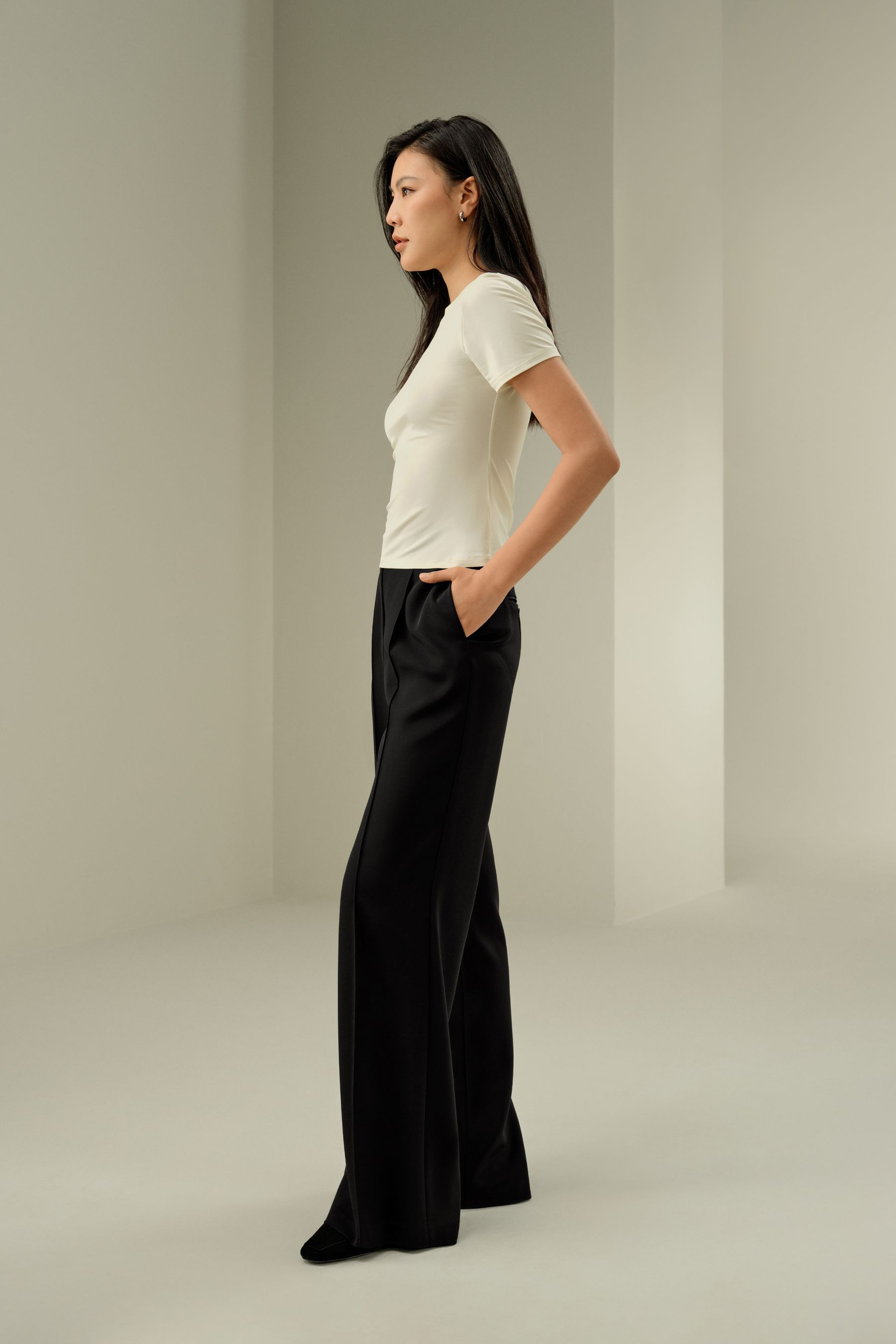 Slim Fitted Silk Jersey Tee | LilySilk