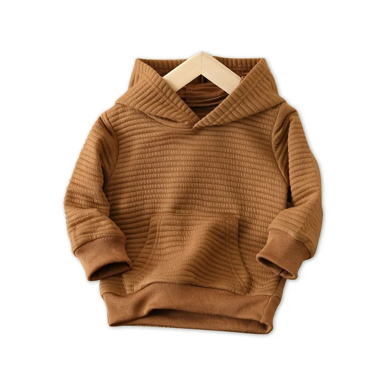 PatPat Toddler Boy/Girl Solid Color Textured Hoodie Sweatshirt | Walmart (US)