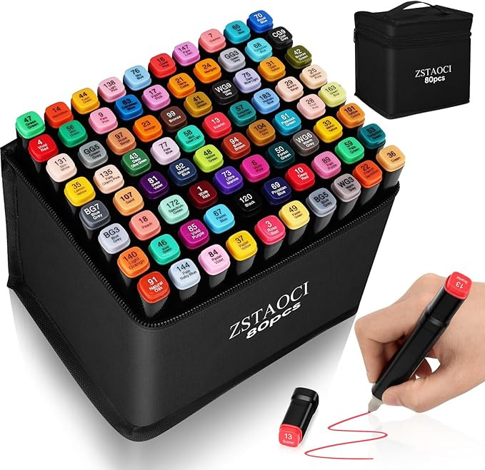80 Colors Alcohol Markers, Art Markers for Kids Adults Artists Coloring Book Painting Sketching, ... | Amazon (US)