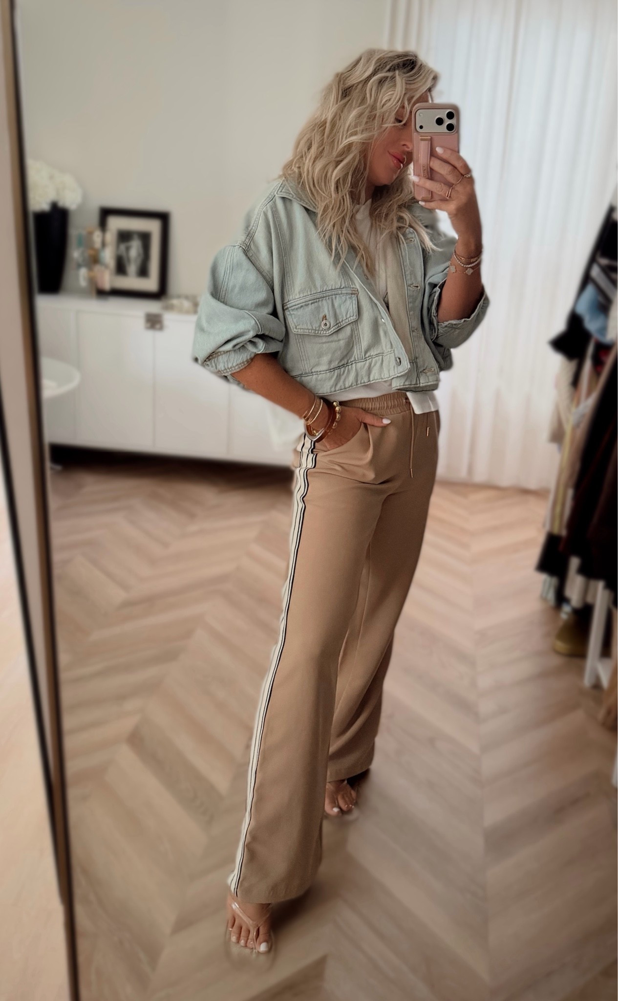OOTD- loving this jacket + these track pants are back in stock in all 3 colors + you can use: LAUREN20. I’m in small but ok to size up. 

￼

#LTKootd #LTKSaleAlert #LTKSeasonal