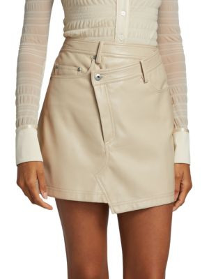 Jonathan Simkhai Enzo Asymmetric Stretch Vegan Leather Mini Skirt on SALE | Saks OFF 5TH | Saks Fifth Avenue OFF 5TH