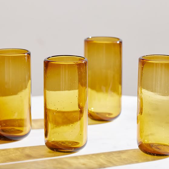 Recycled Glassware, Highball Glass, Amber, Set of 4 | West Elm (US)