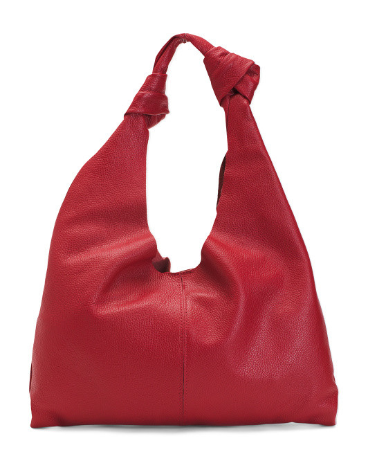 Made In Italy Leather Slouchy Hobo With Knots | TJ Maxx