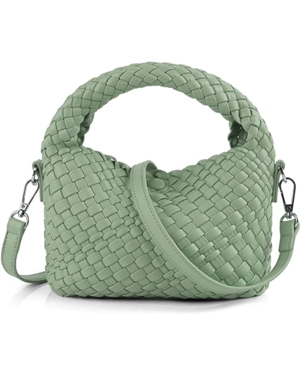Women Woven Tote Small Crossbody Bag, Weave Quilted Purse Square Shoulder Bag Woven Handbag with ... | Amazon (US)