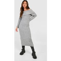 Womens Off The Shoulder Jumper Dress - Grey - M/L, Grey | Boohoo.com (UK & IE)