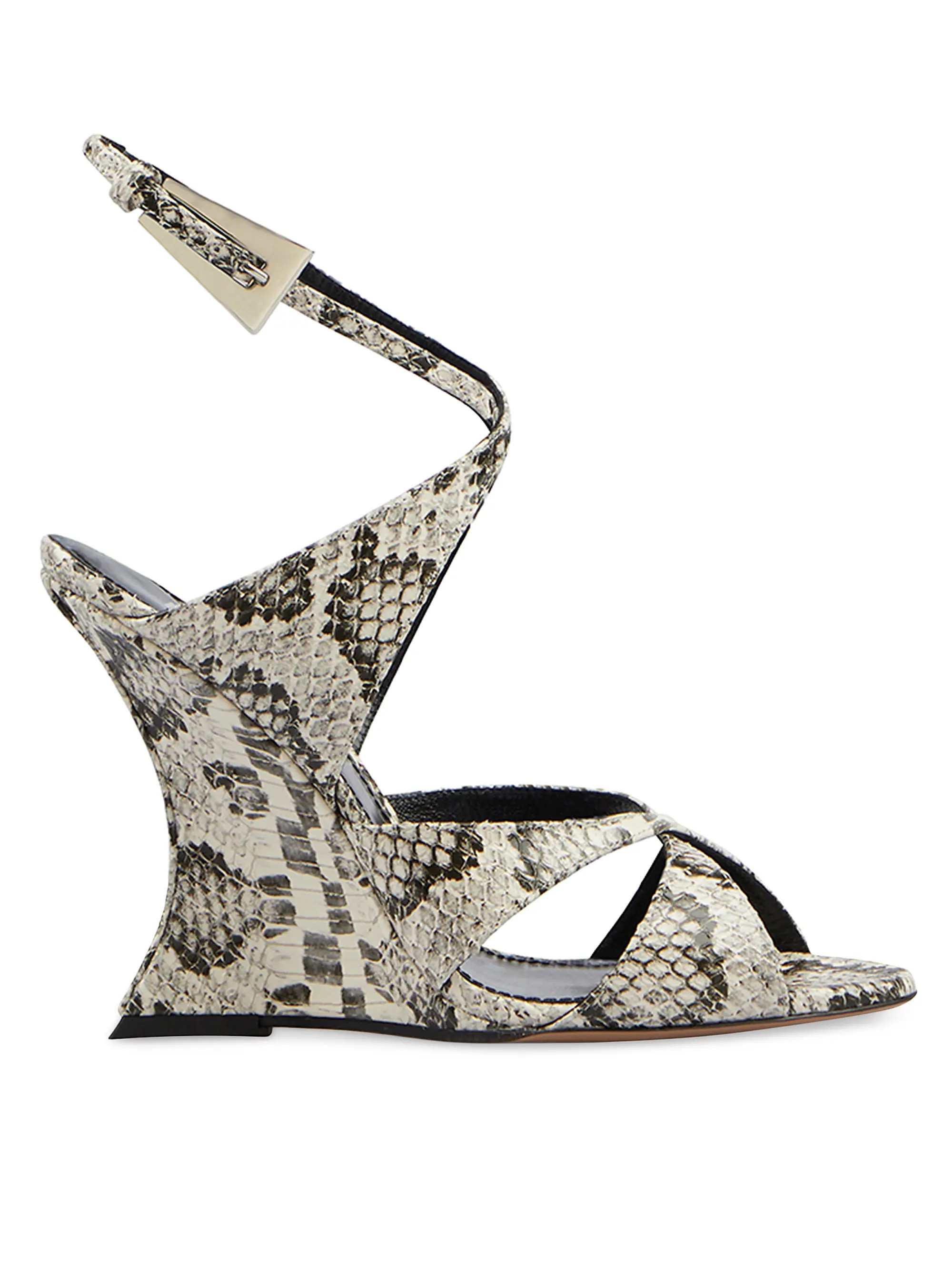 Paris Texas's Laila wedge sandals are crafted of python-printed leather, offering a striking visu... | Saks Fifth Avenue