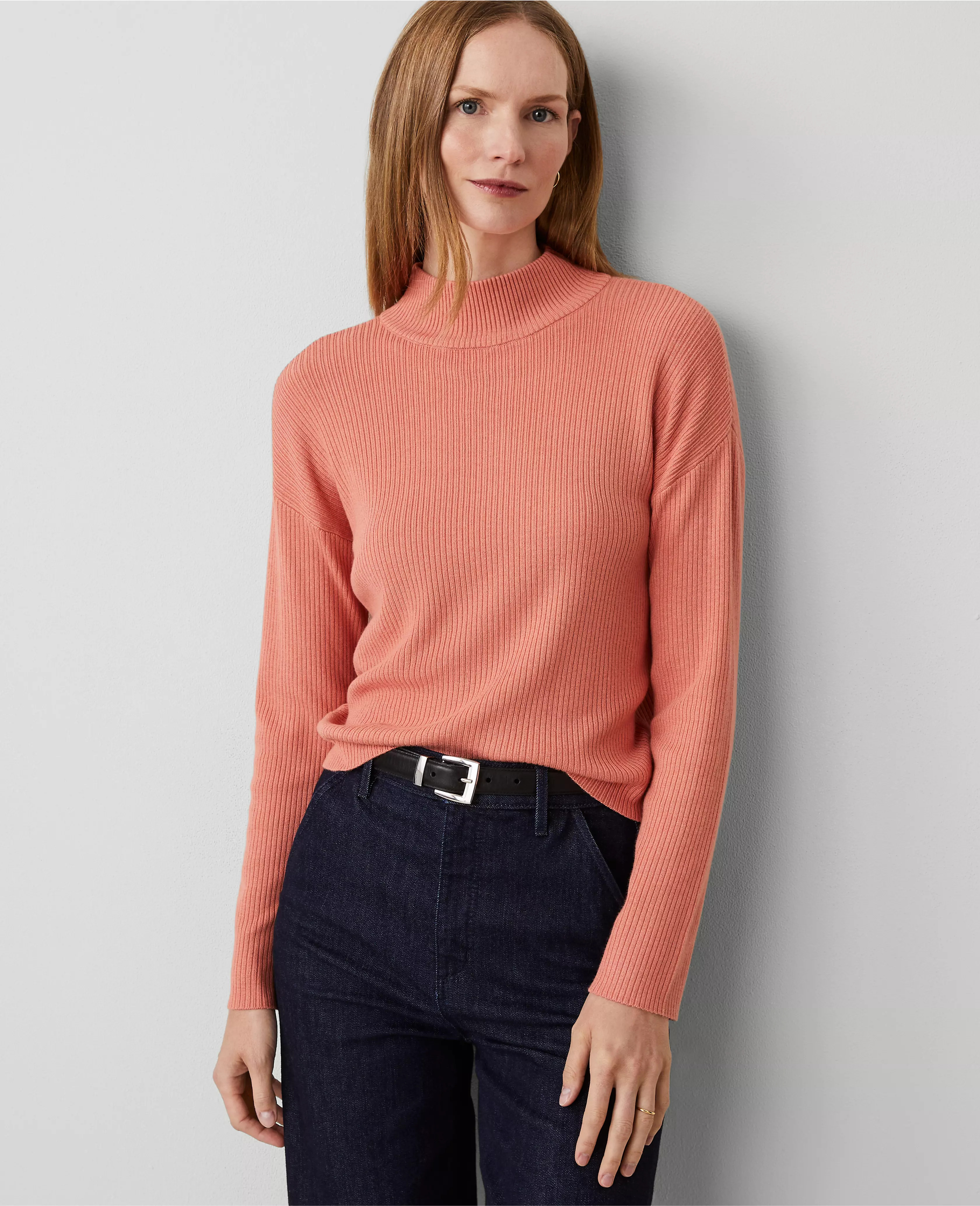 Mock Neck Ribbed Sweater | Ann Taylor (US)
