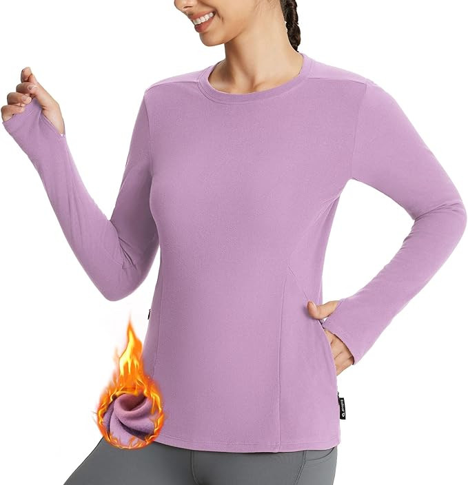 BALEAF Women's Thermal Tops Fleece Lined Shirts Long Sleeve Cold Weather Winter Gear Workout Zipp... | Amazon (US)