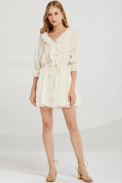 Layla Textured Sheer Ruffle Romper | Storets (Global)
