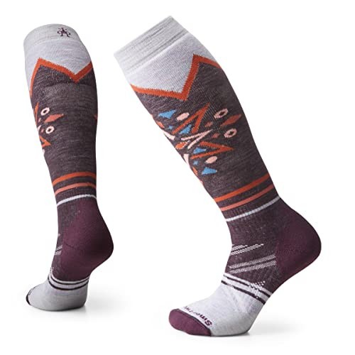 Smartwool Women's Ski Mountain Snowflake Pattern Full Cushion Merino Wool Over The Calf Socks, Bordeaux, Medium | Amazon (US)
