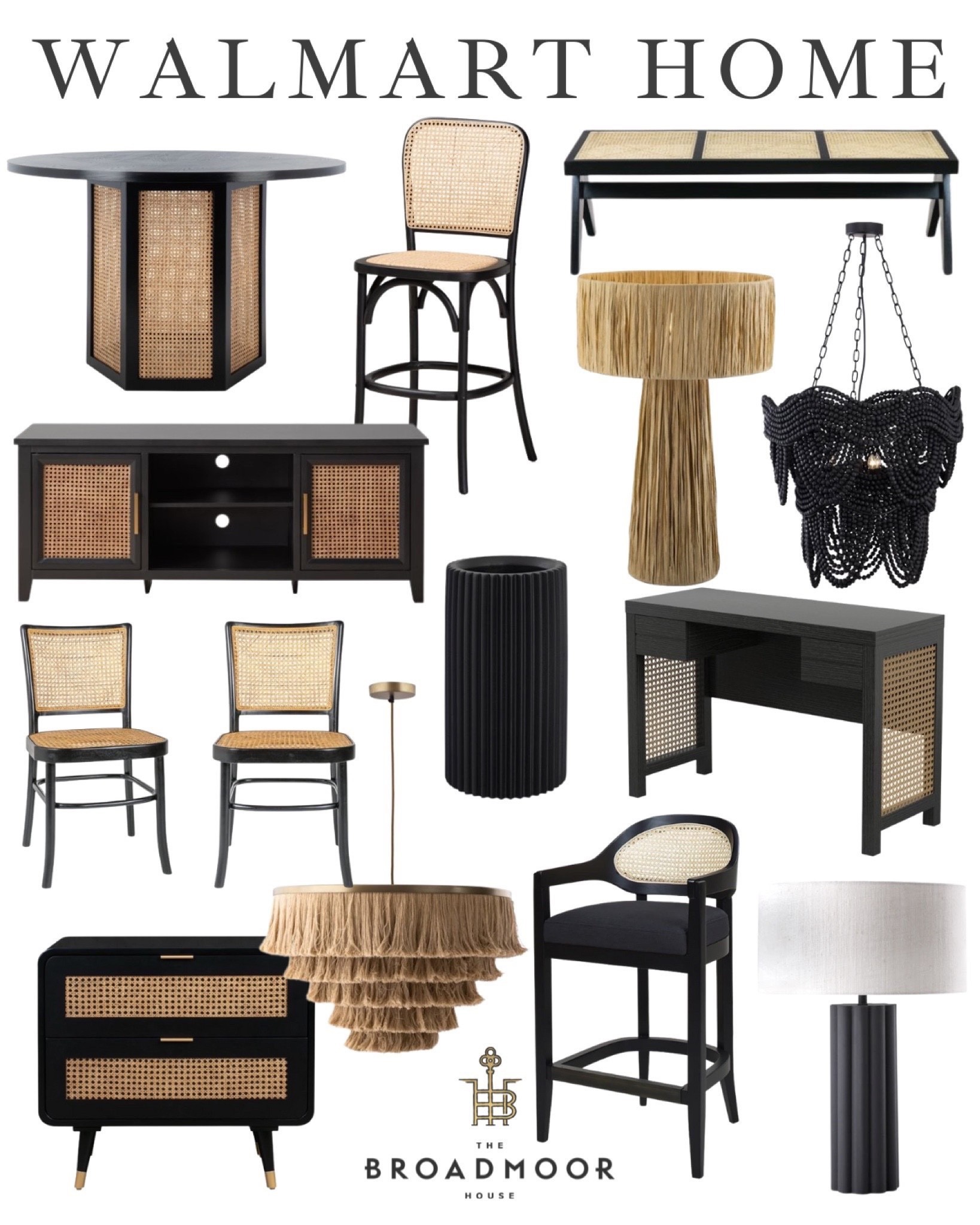 Walmart home, Walmart finds, home decor, black cane, cane furniture, modern, boho, farmhouse, rattan, beaded chandelier, dining furniture, bedroom furniture, table lamp, black decor, neutral decor

#LTKstyletip #LTKSeasonal #LTKhome