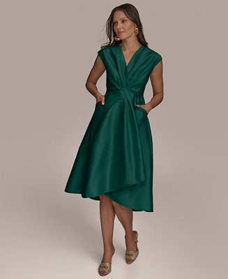 Women's Surplice-Neck Midi Dress | Macy's