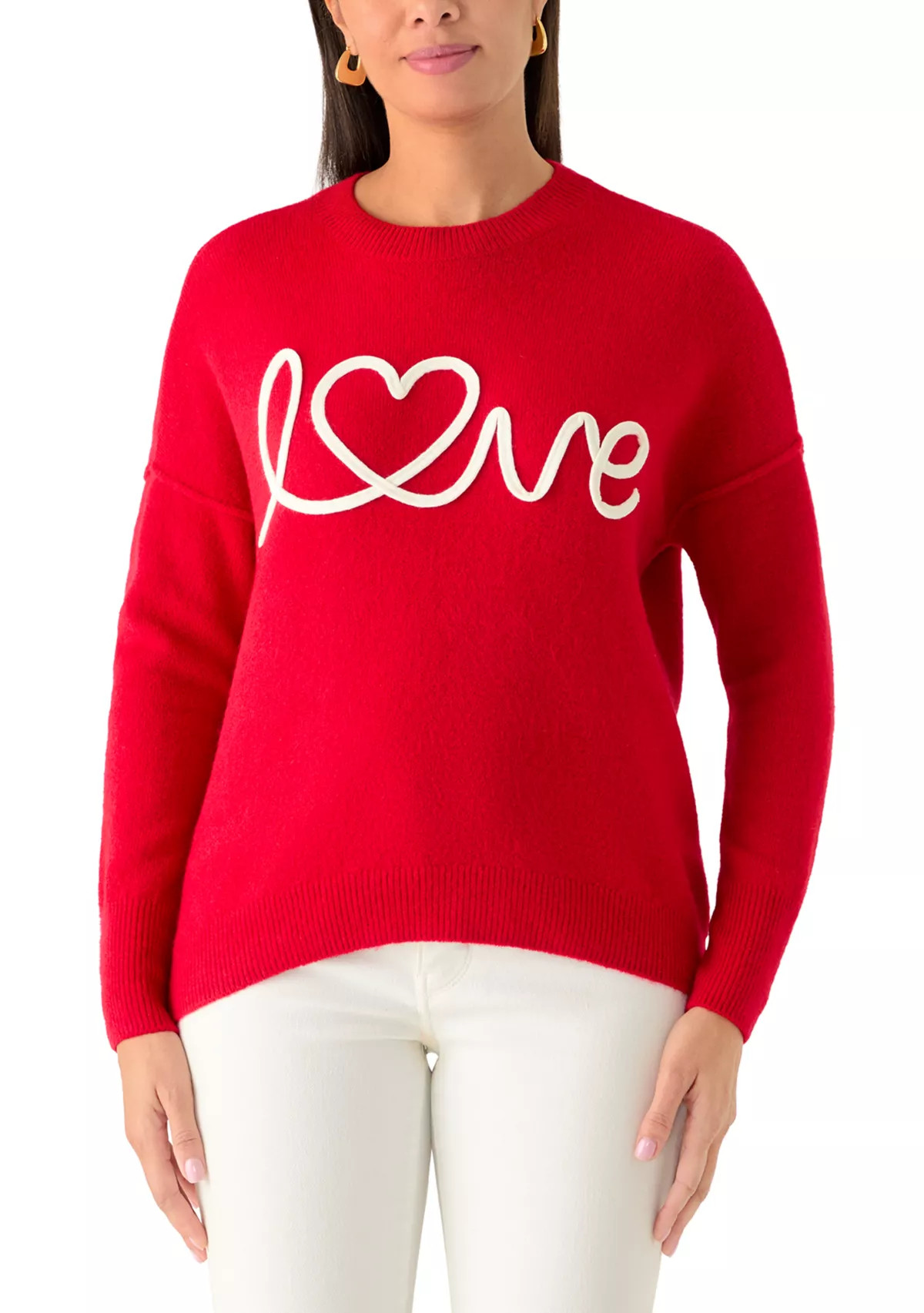 CeCeWomen's Love Scribble Crew Neck Sweater | Belk